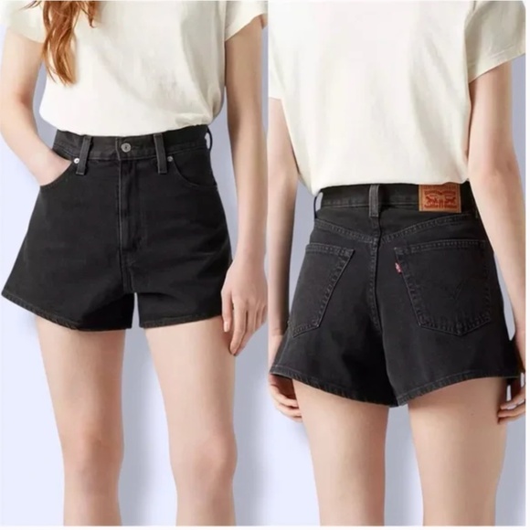 Levi's Women's Black High Waisted Mom Denim Shorts size 30 - Picture 1 of 8